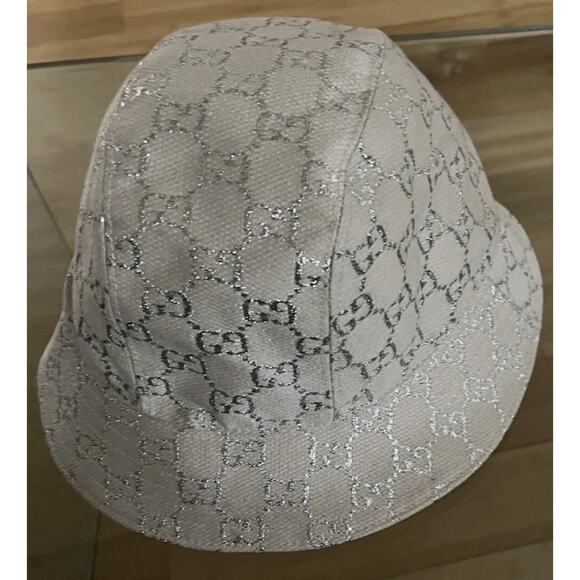 Gucci Bucket Hat - "Lame" Silver and Cream Size XL 59cm Authentic GG Neutral - Picture 4 of 7